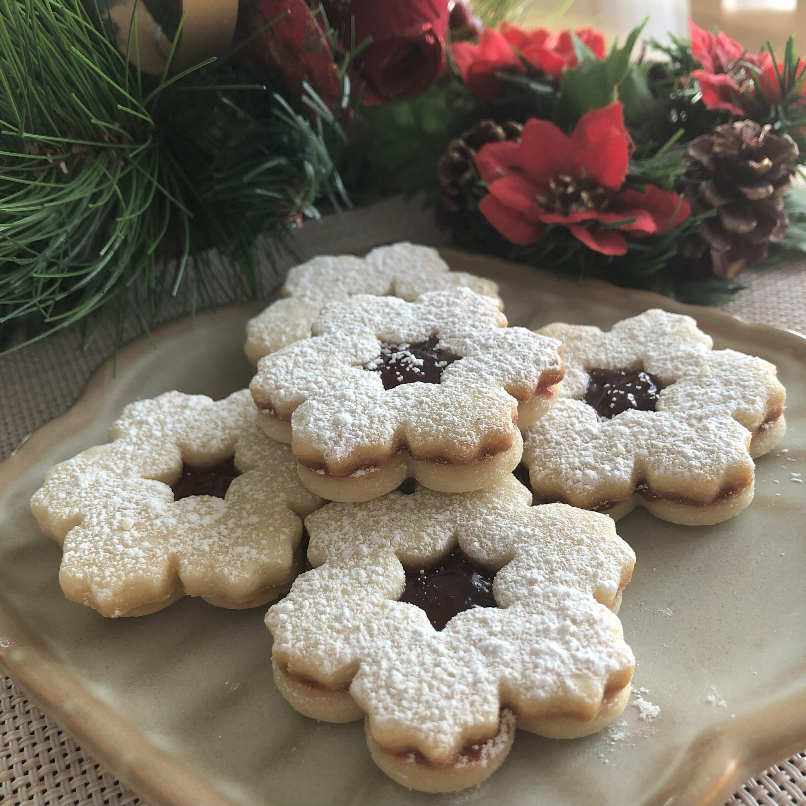 Window Christmas Cookies on the plate.