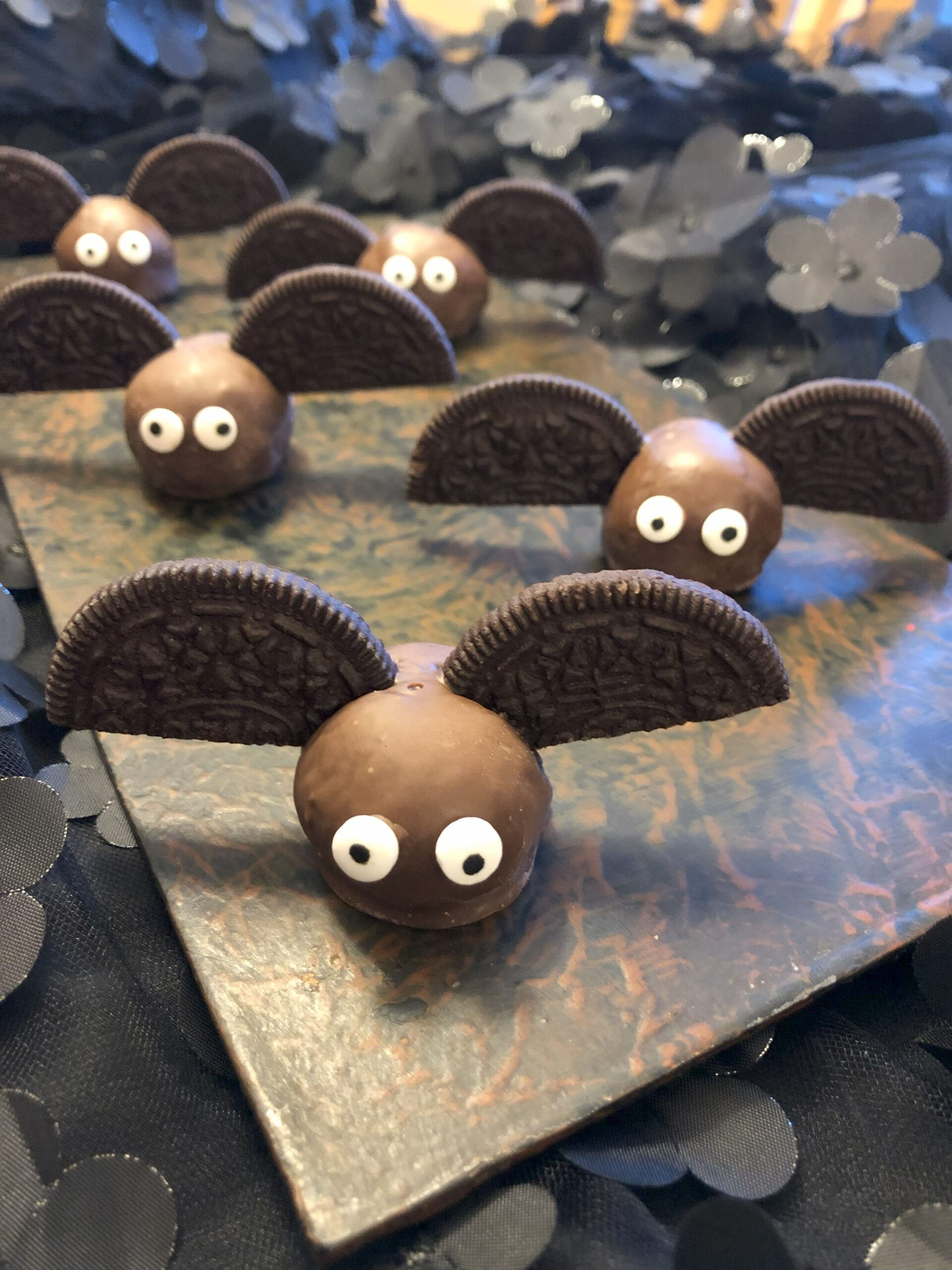 Bat Cookies on display.