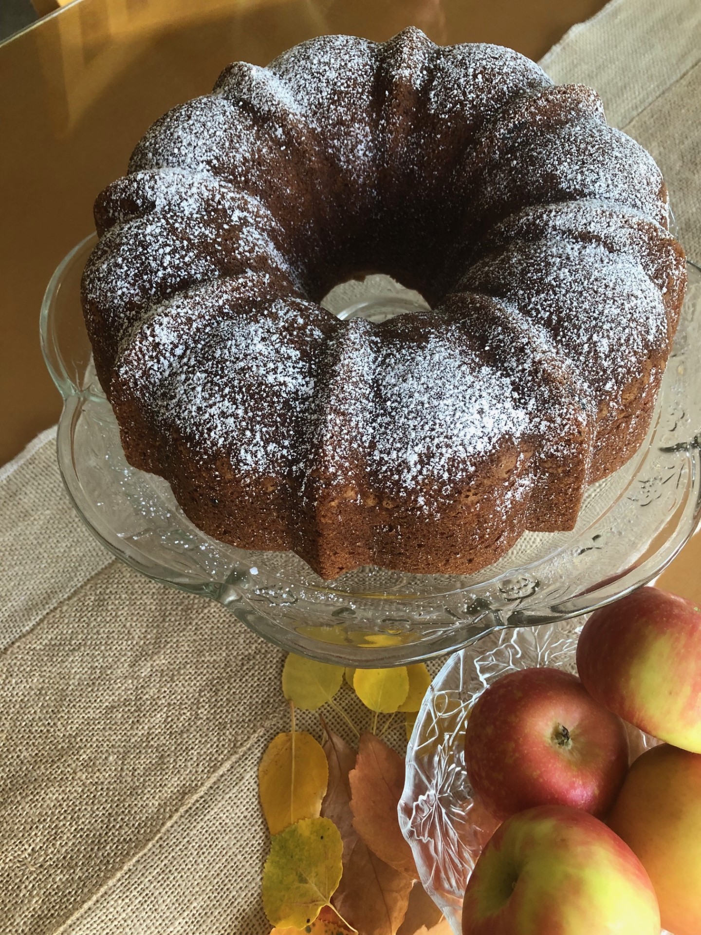 Harvest Apple Bunt cake on the table.