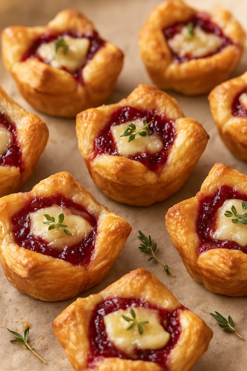 Cranberry Brie Puff Pastry Cups