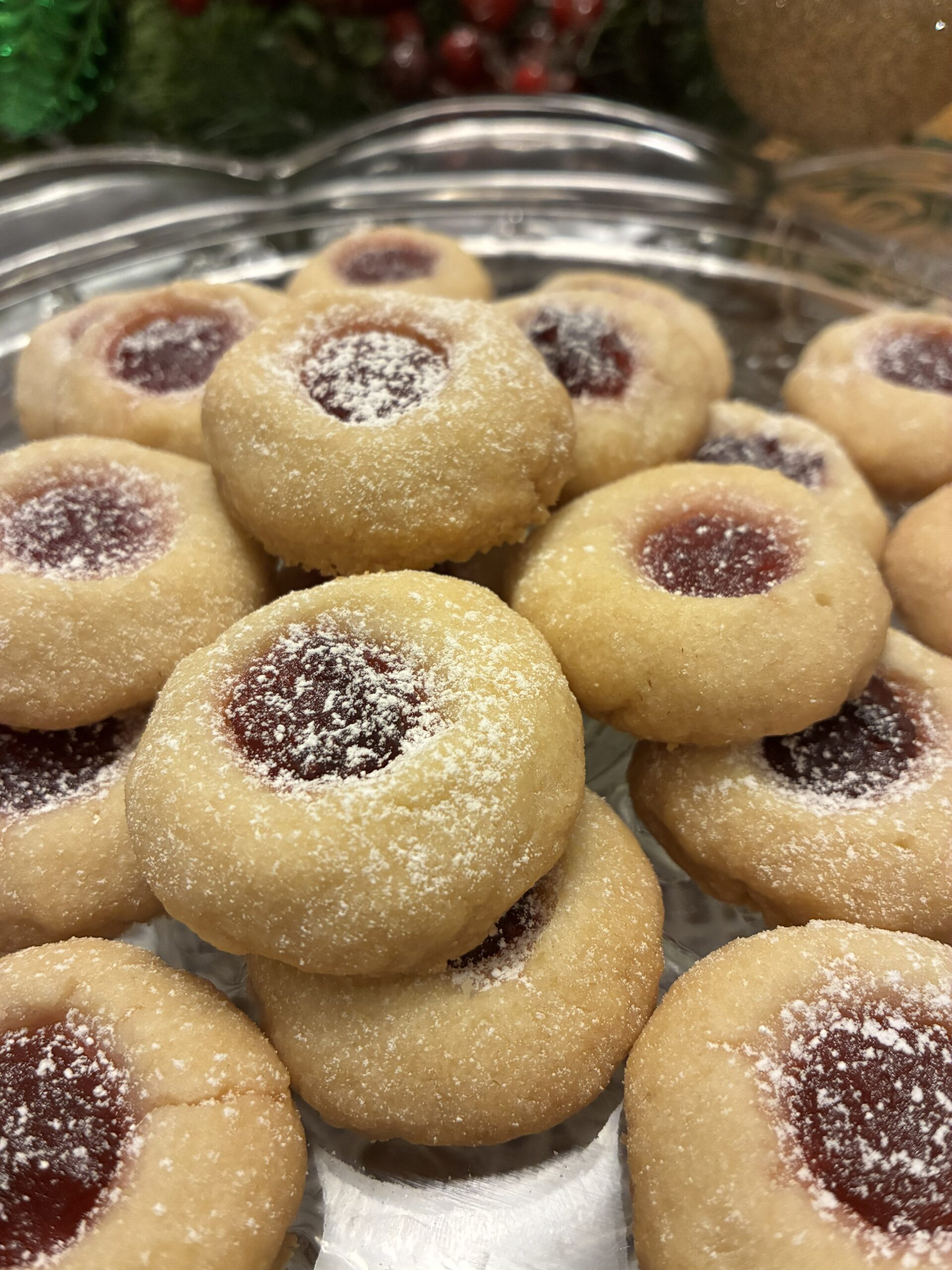 Cranberry Thumbprint Cookies - on display.