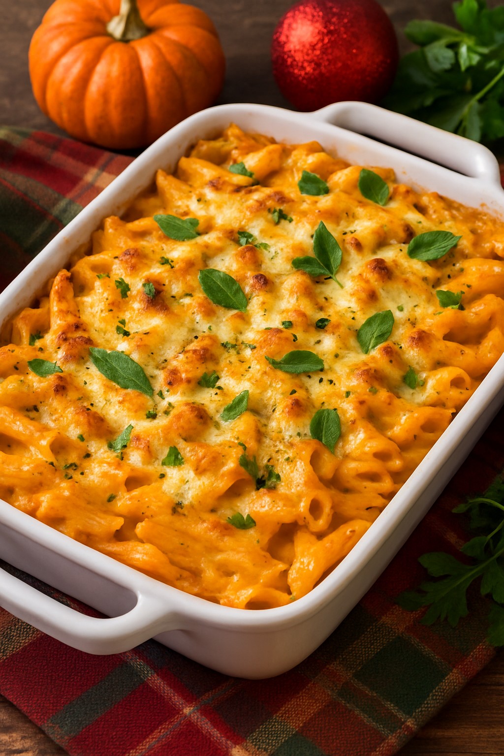 Creamy Pumpkin Alfredo Baked Pasta