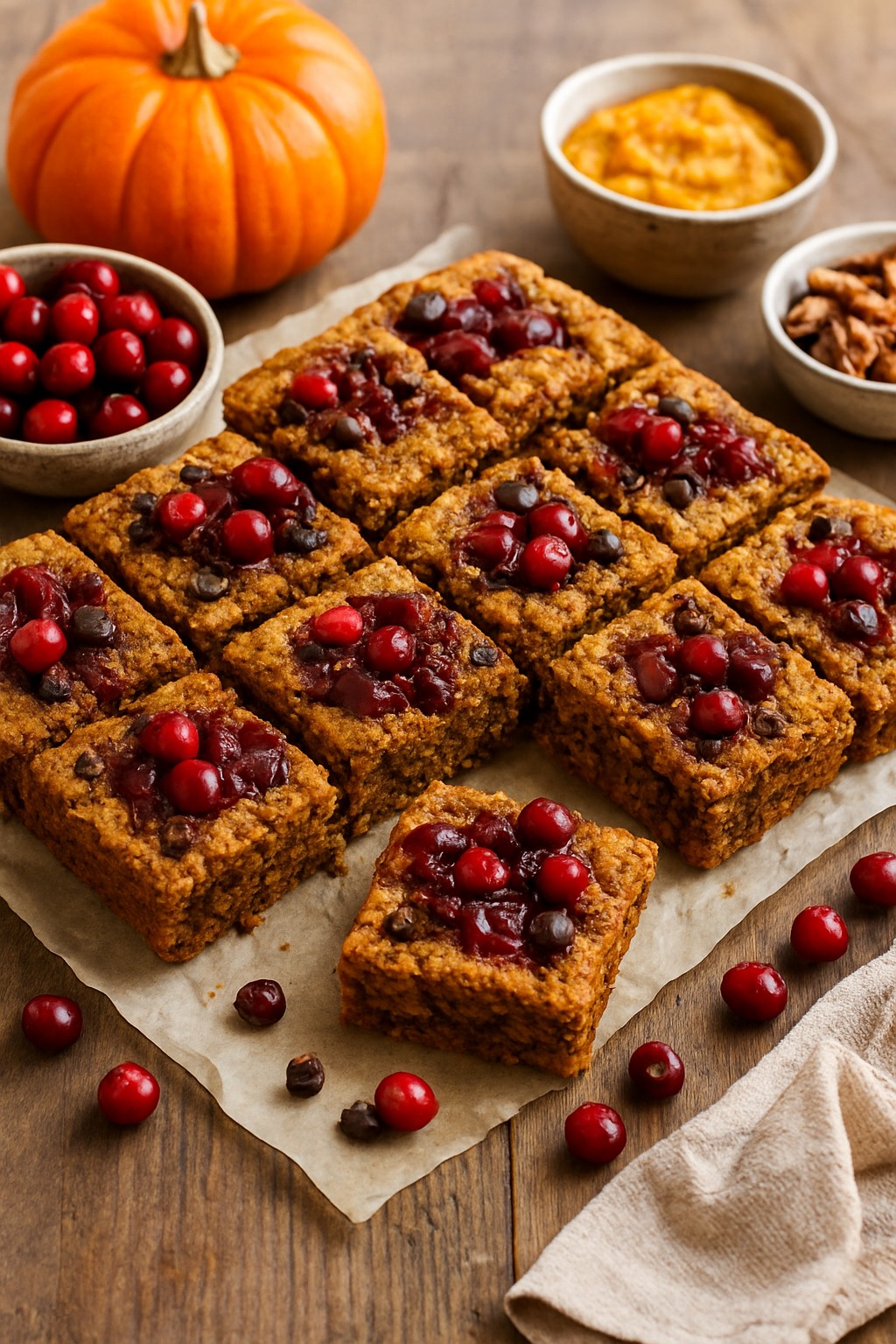Pumpkin Cranberry Oat Breakfast Bars