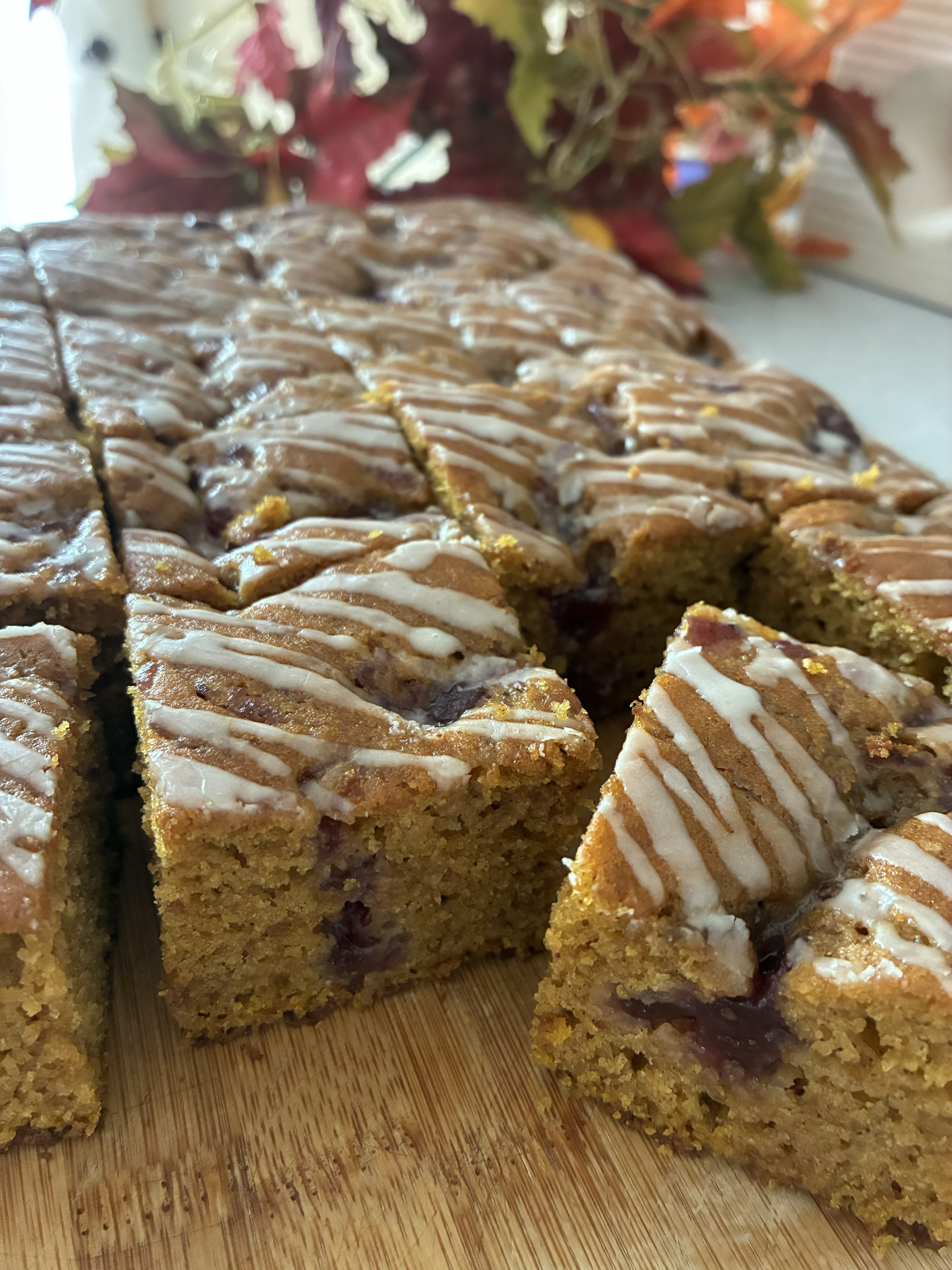 Pumpkin Cranberry Swirl Cake on the table.