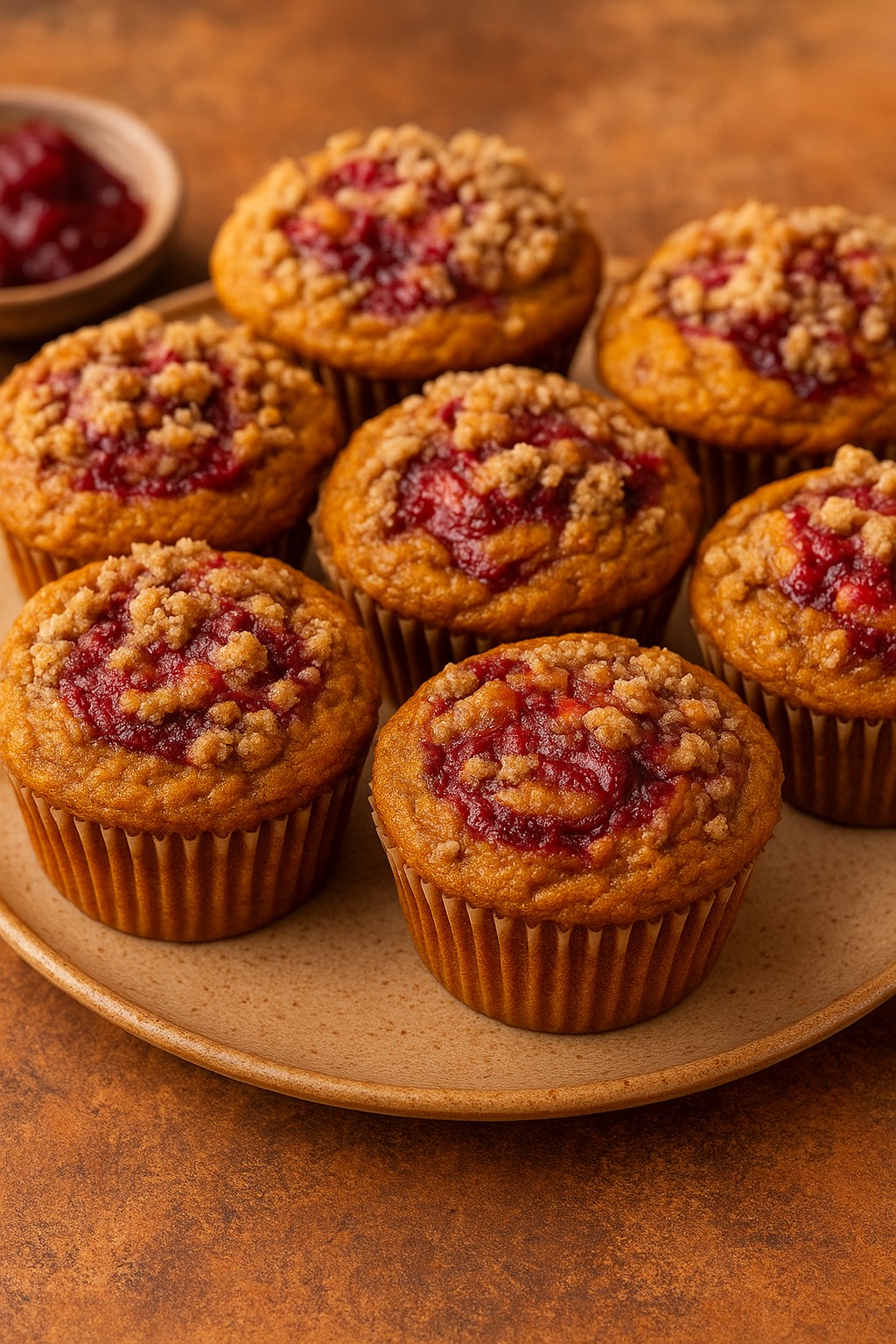 Pumpkin Cranberry Swirl Muffins with Streusel Topping