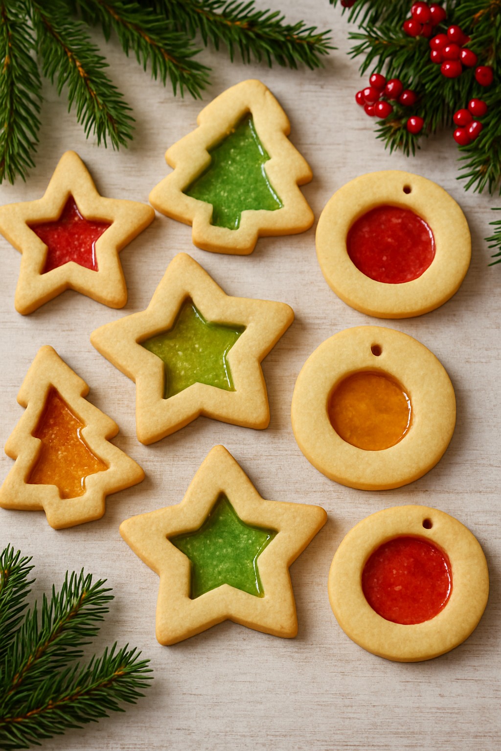 Christmas Stained Glass Cookies on a plate.