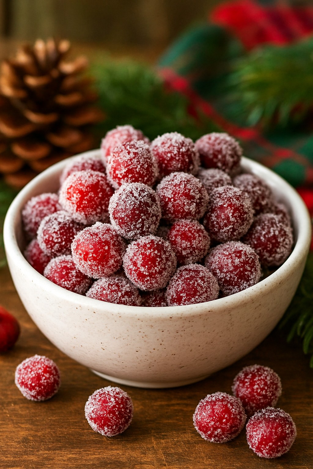 Sugared Cranberries in the bowl.