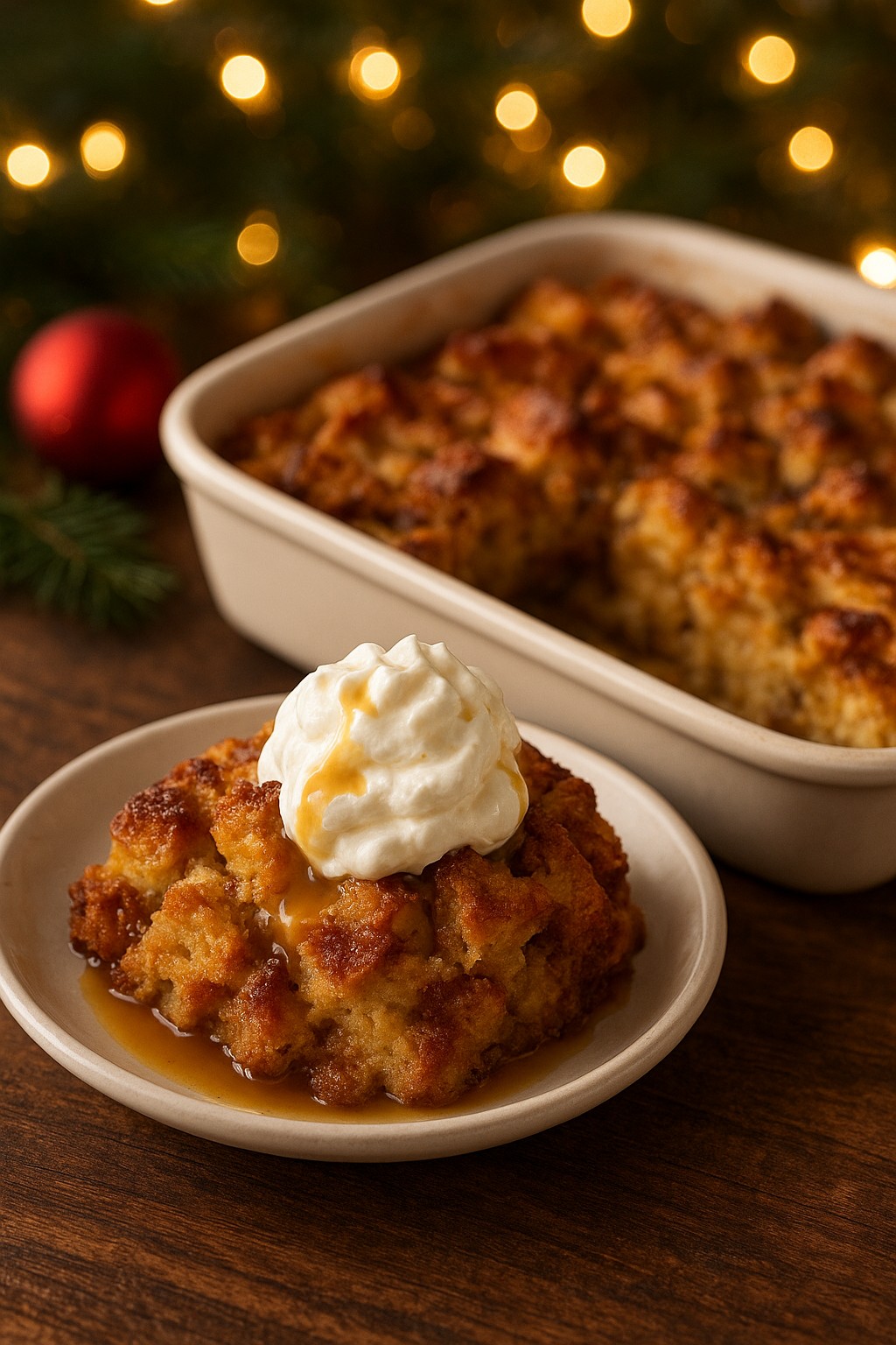 Bread Pudding with Rum Sauce (or Eggnog Sauce)