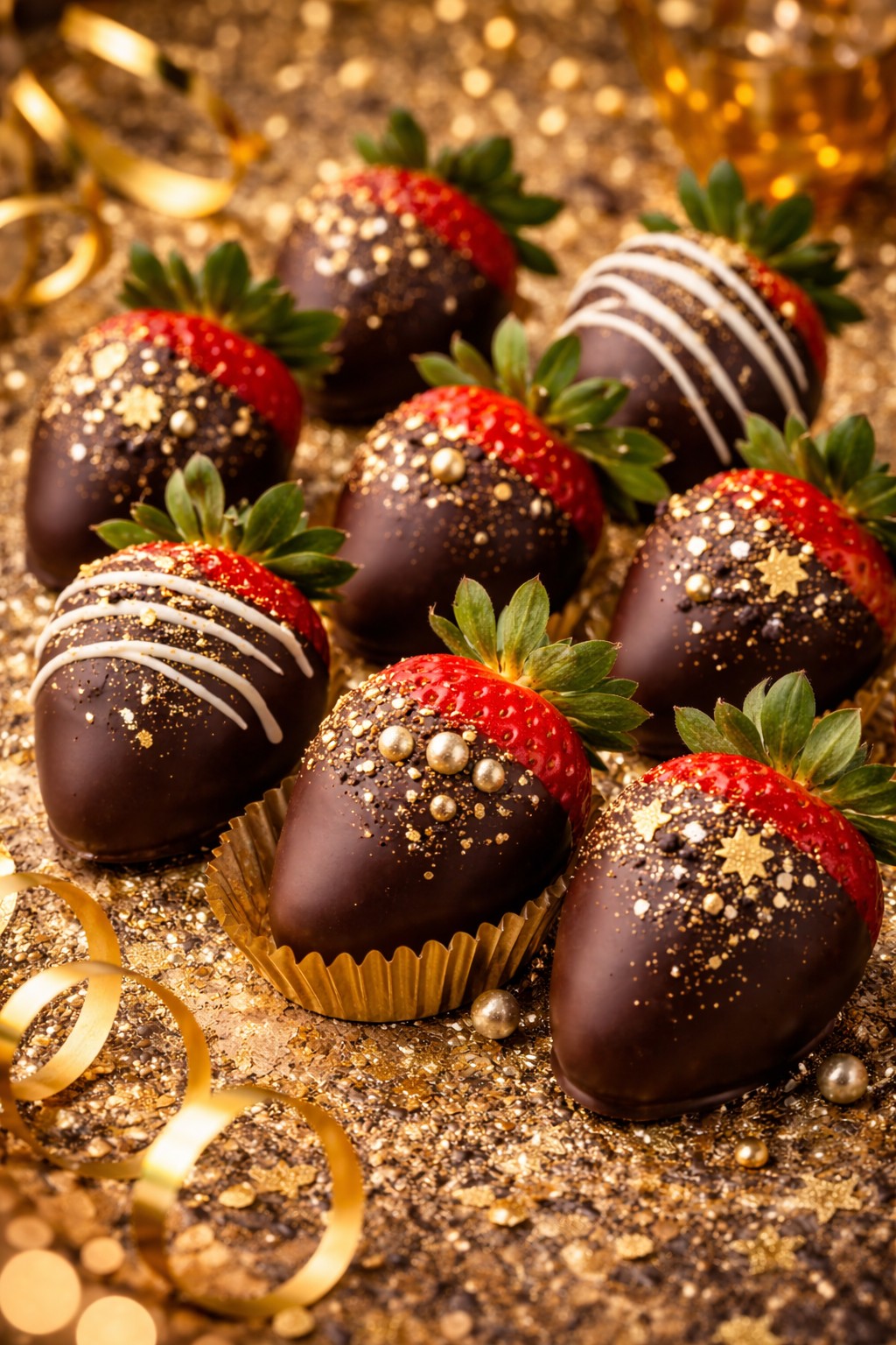 Chocolate Berry Bites on festive table.