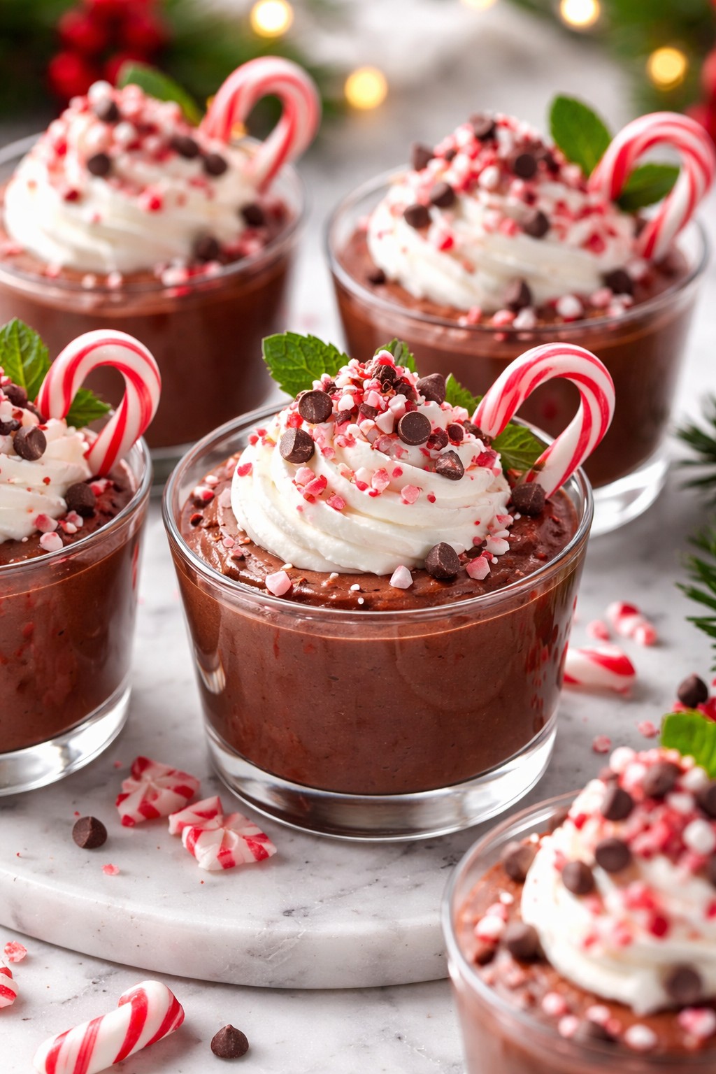 Chocolate Peppermint Mousse Cups