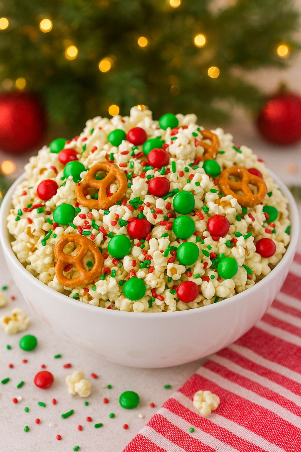 Christmas Popcorn in the bowl.