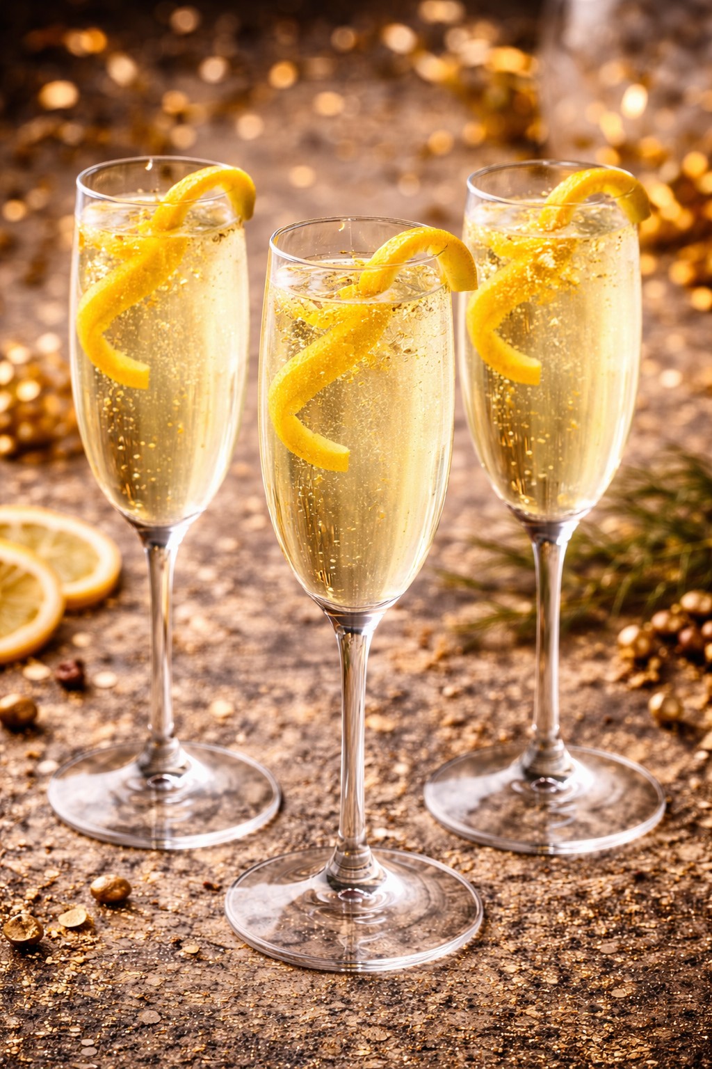 Classic French 75 on the festive table.