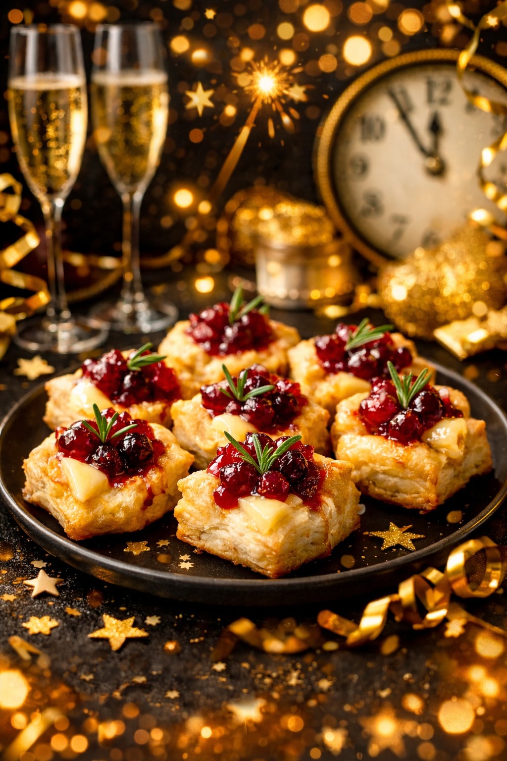 Cranberry Brie Puff Pastry Bites
