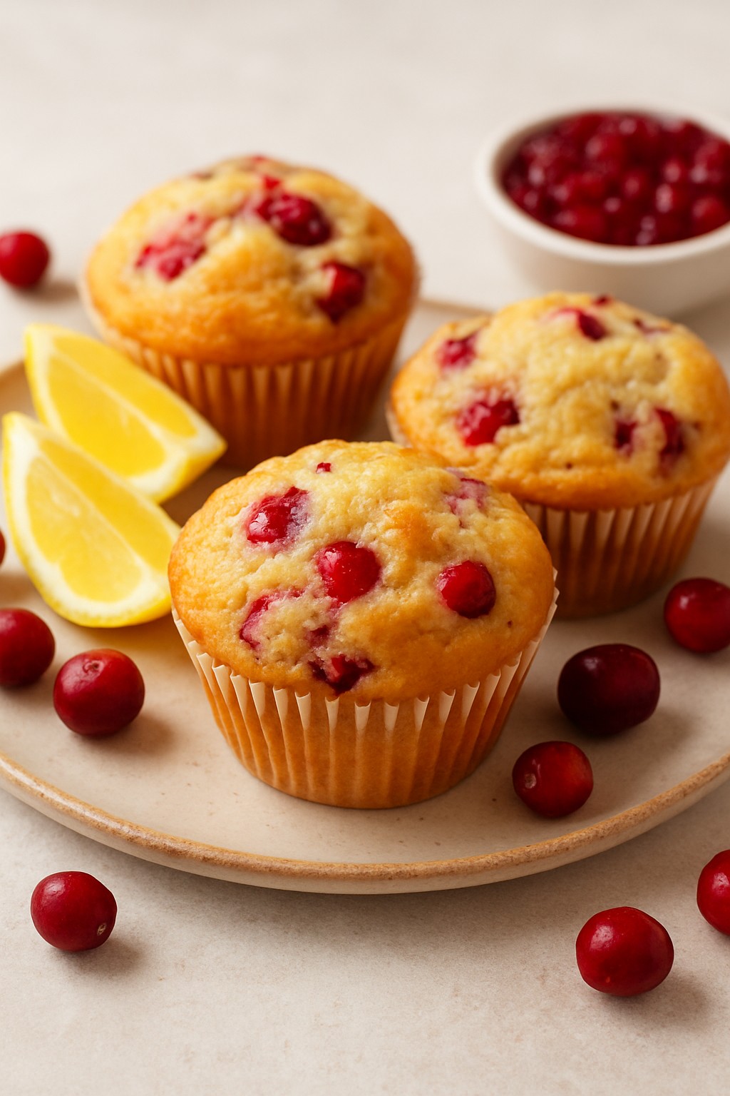 Cranberry Lemon Muffins on the table.