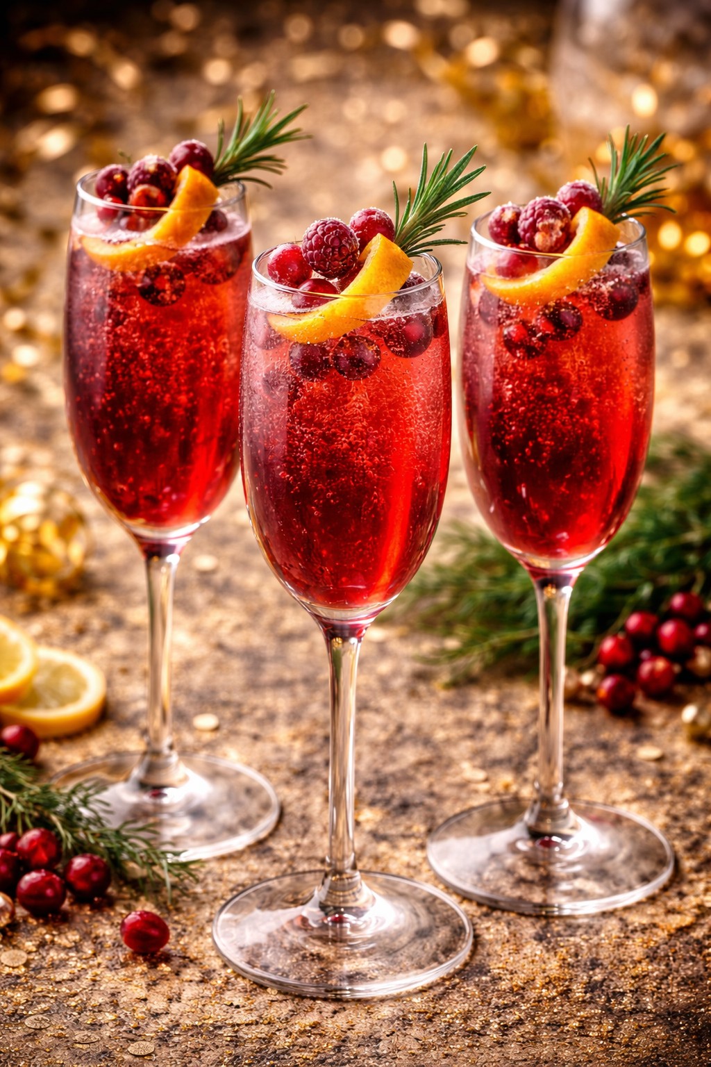 Cranberry Mimosa on the festive table.