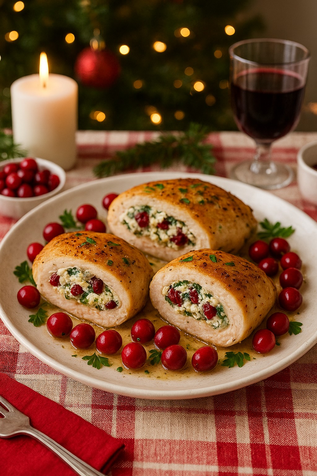 Herb & Cranberry Cream Cheese Stuffed Chicken Breast
