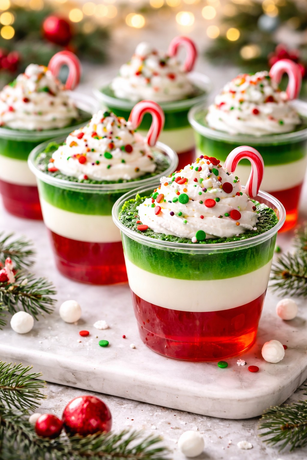 Layered Christmas Jell-O Cups