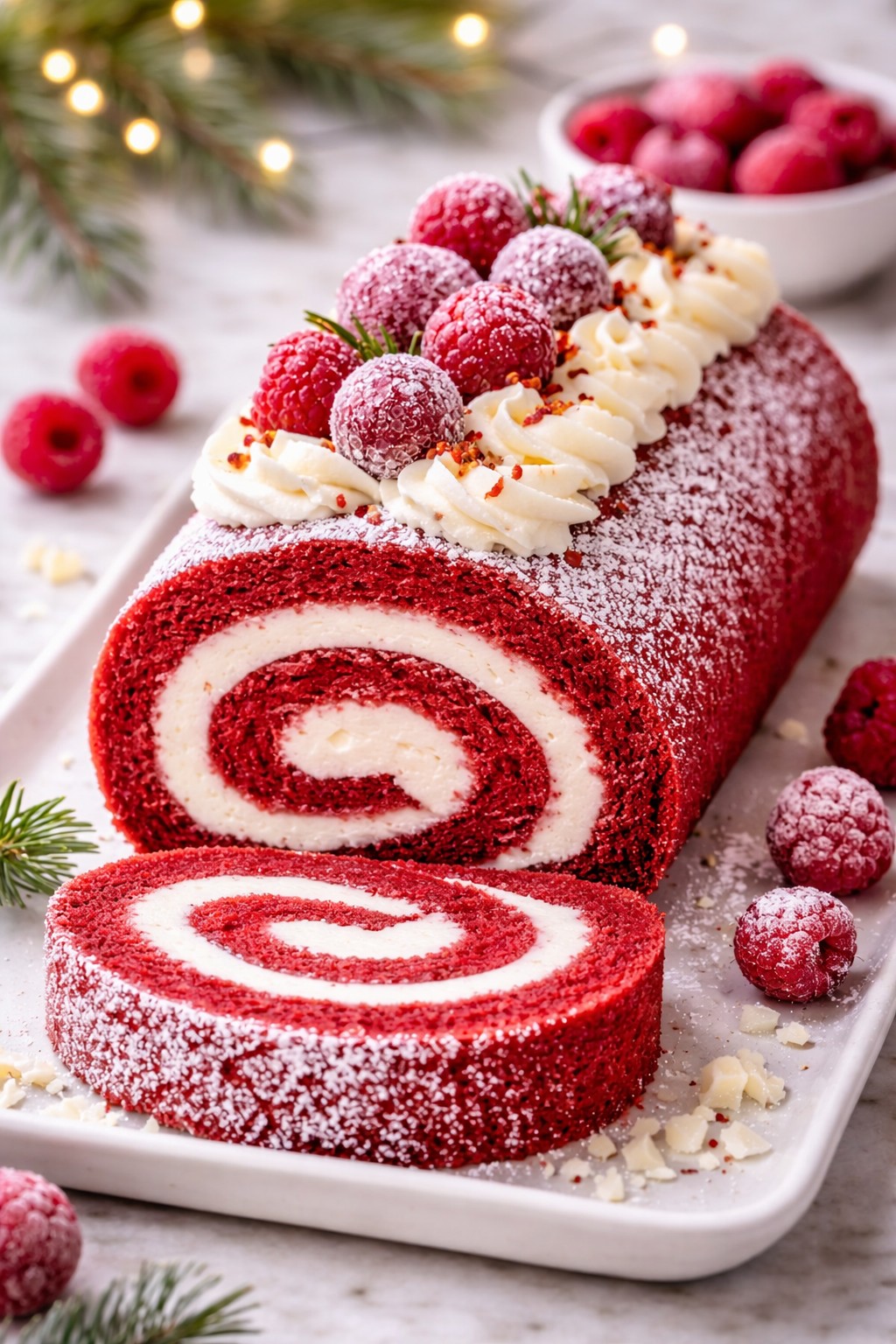 Red Velvet Swiss Roll with Cream Cheese Filling
