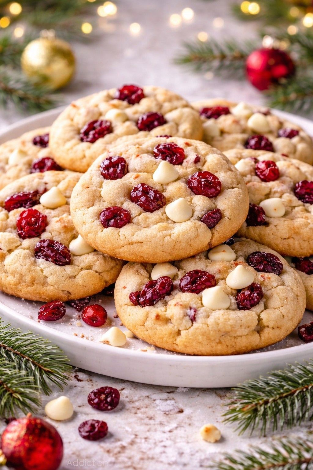 White Chocolate Cranberry Cookies on the table.