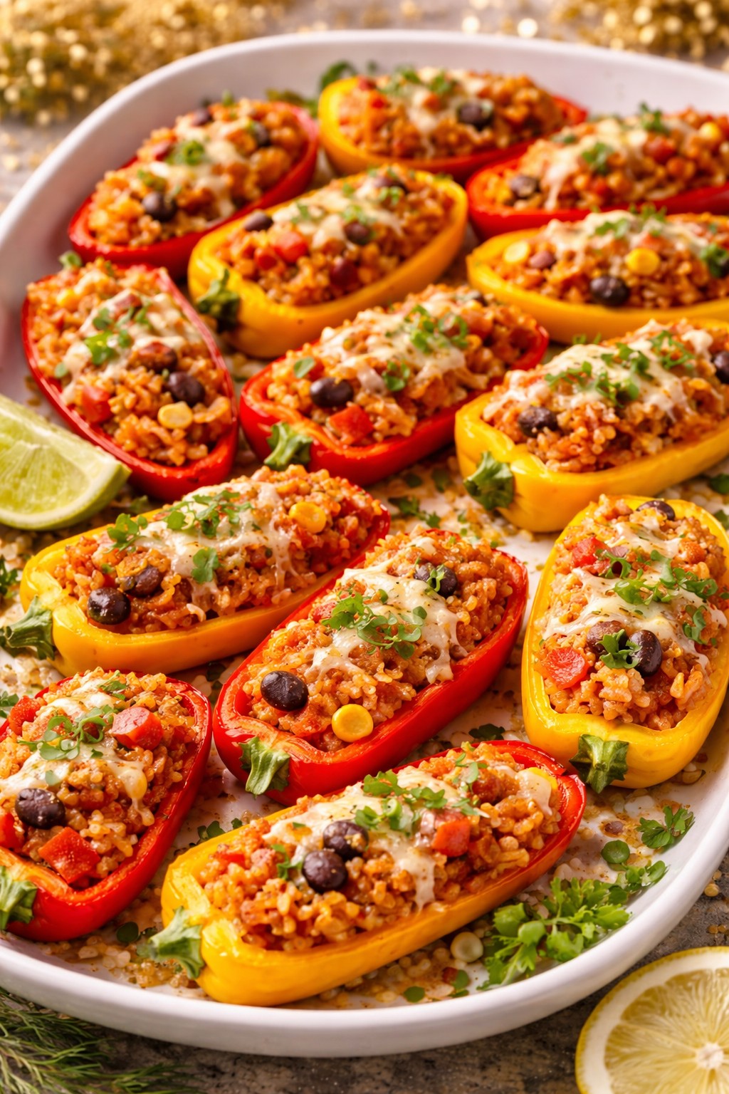 Mini Spanish Rice Stuffed Peppers
