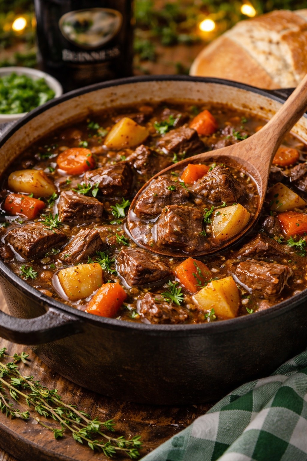 Guinness Beef Stew on the table.