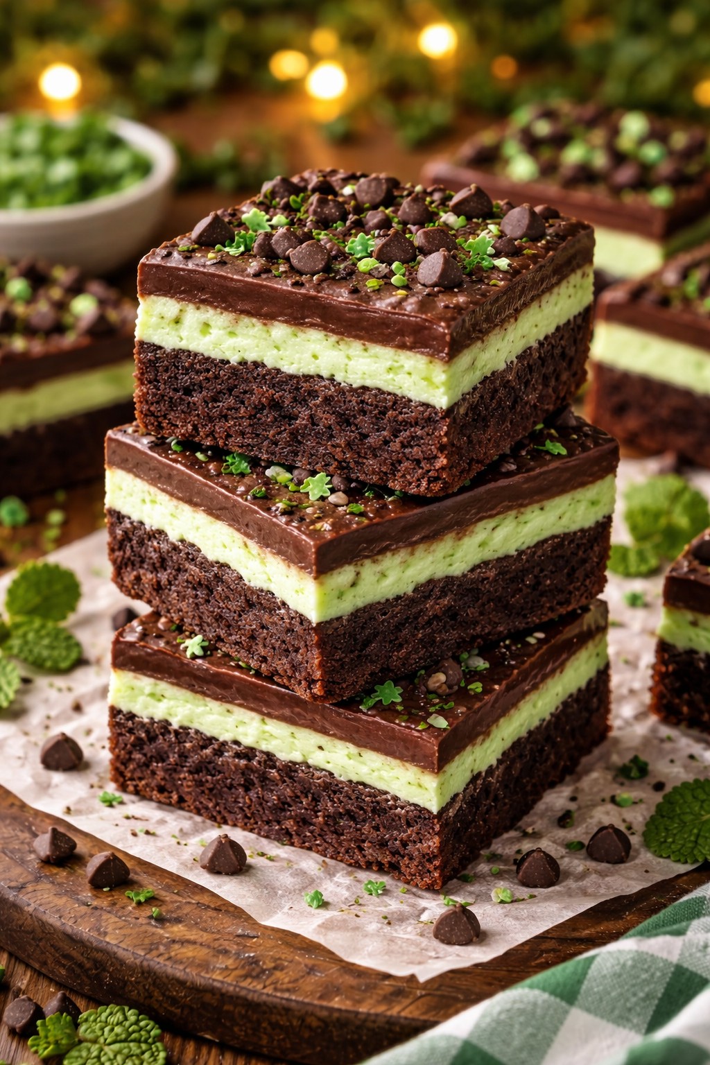 Mint Chocolate Brownies on the table.