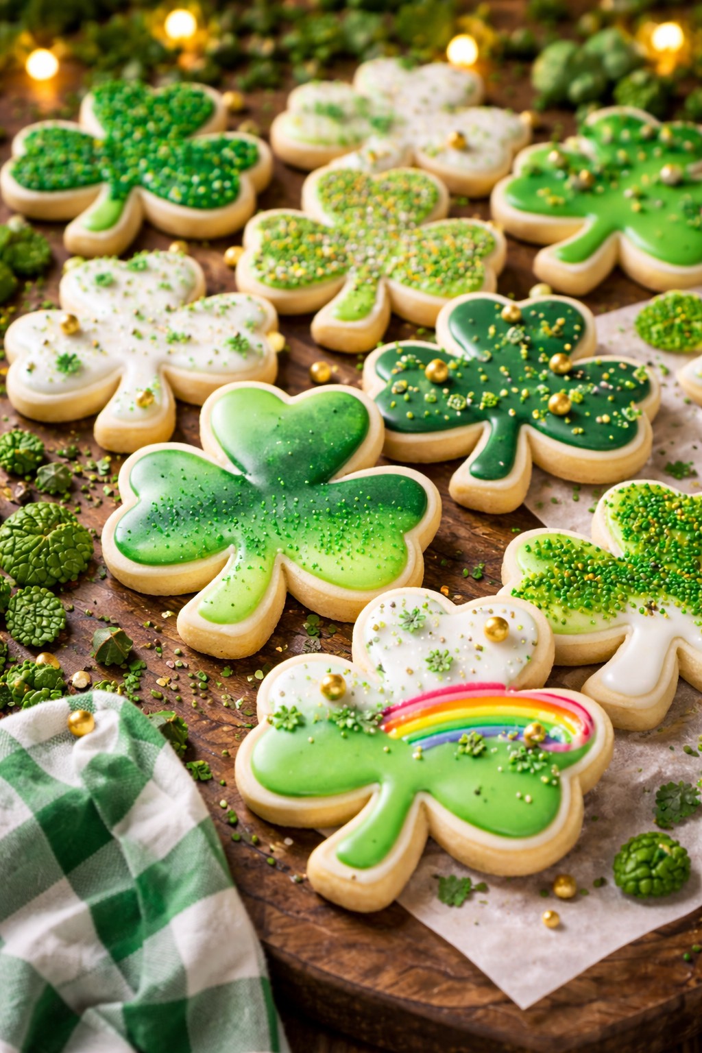 Shamrock Sugar Cookies on the table.