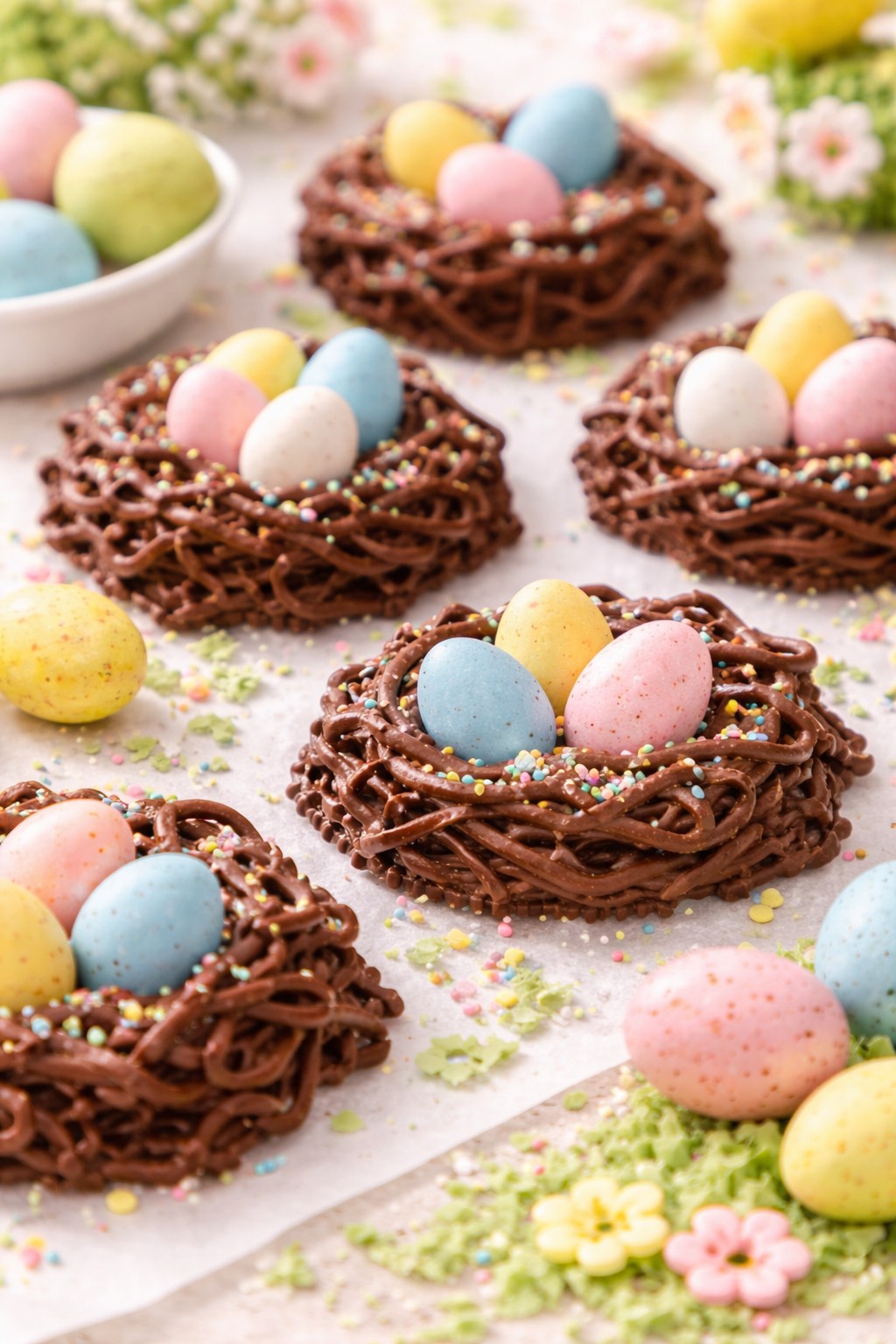 Bird's Nest Cookies on the table.