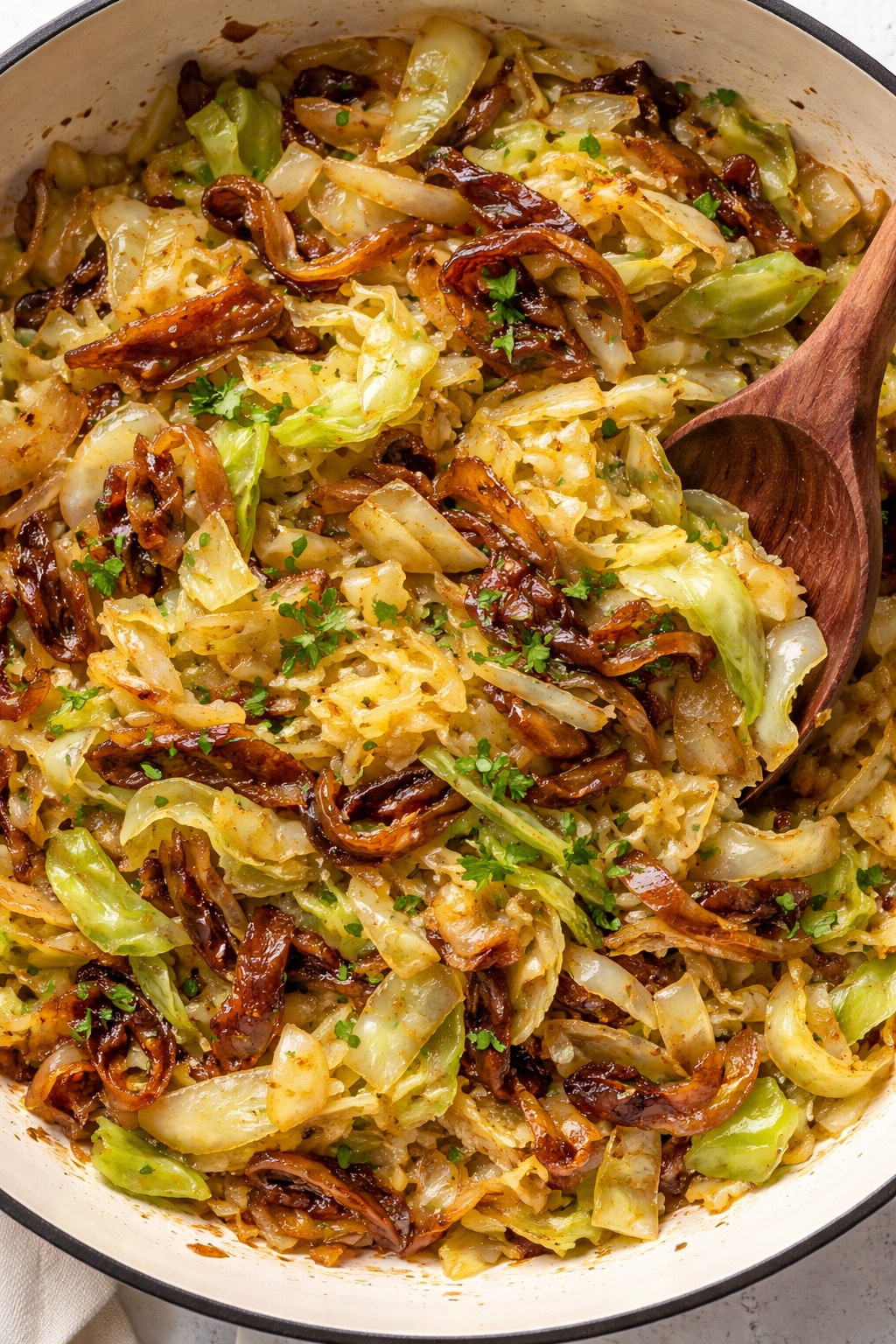 Caramelized Onion & Cabbage on the table.