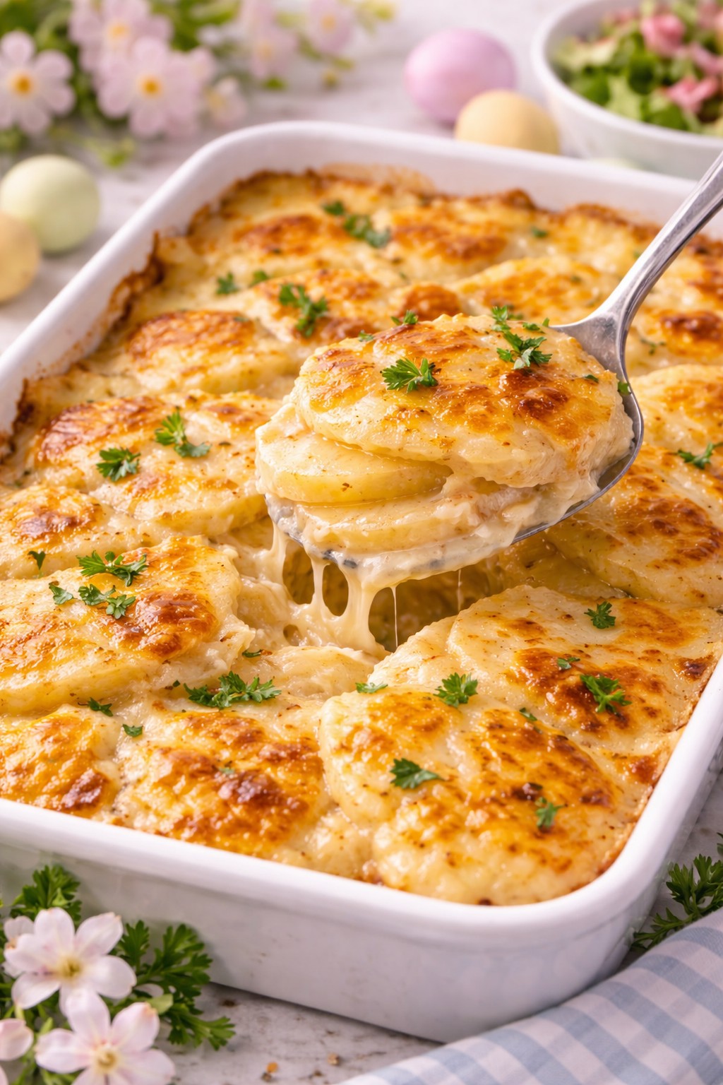 Creamy Scalloped Potatoes on the table.