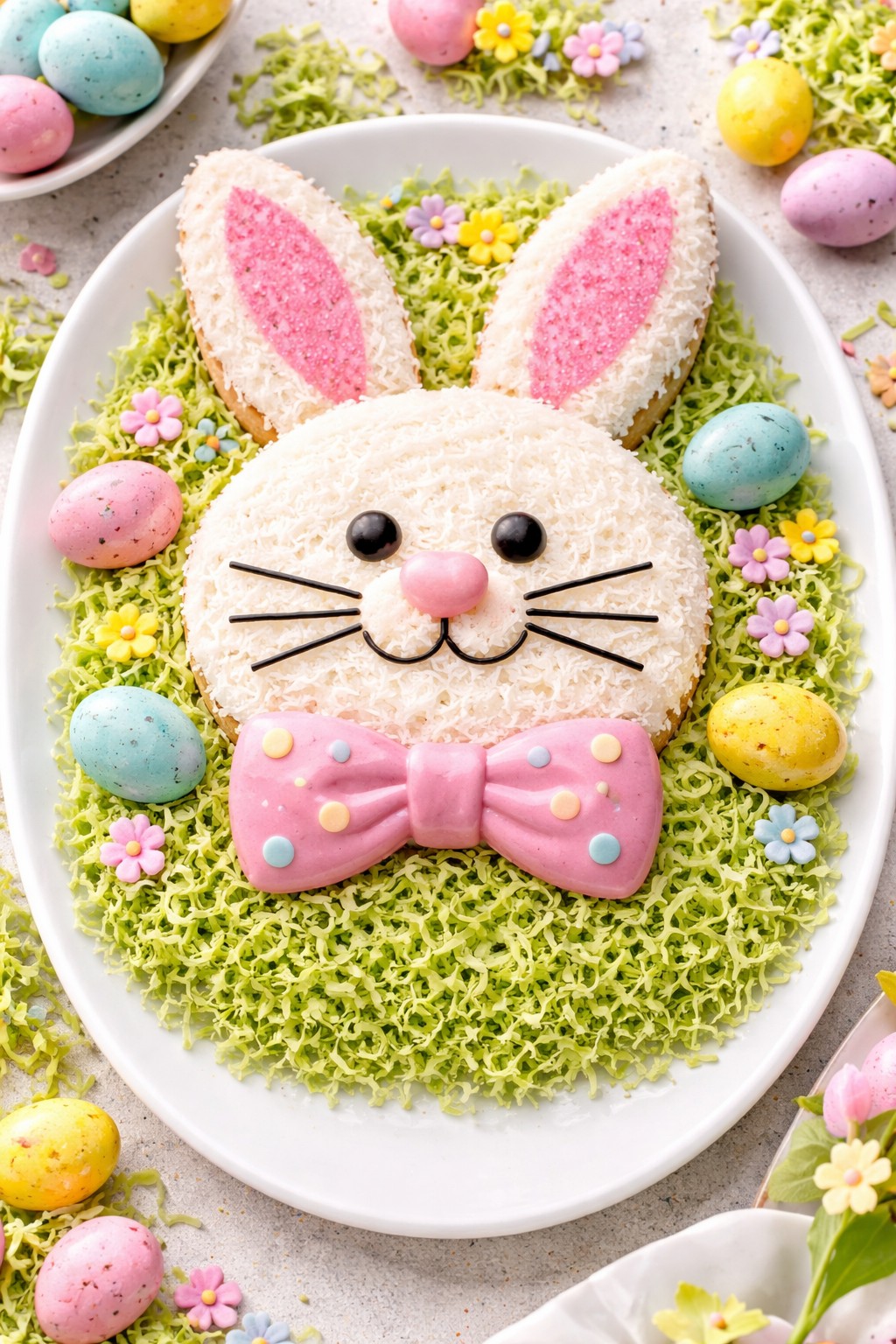 Easter Bunny Cake on the table.