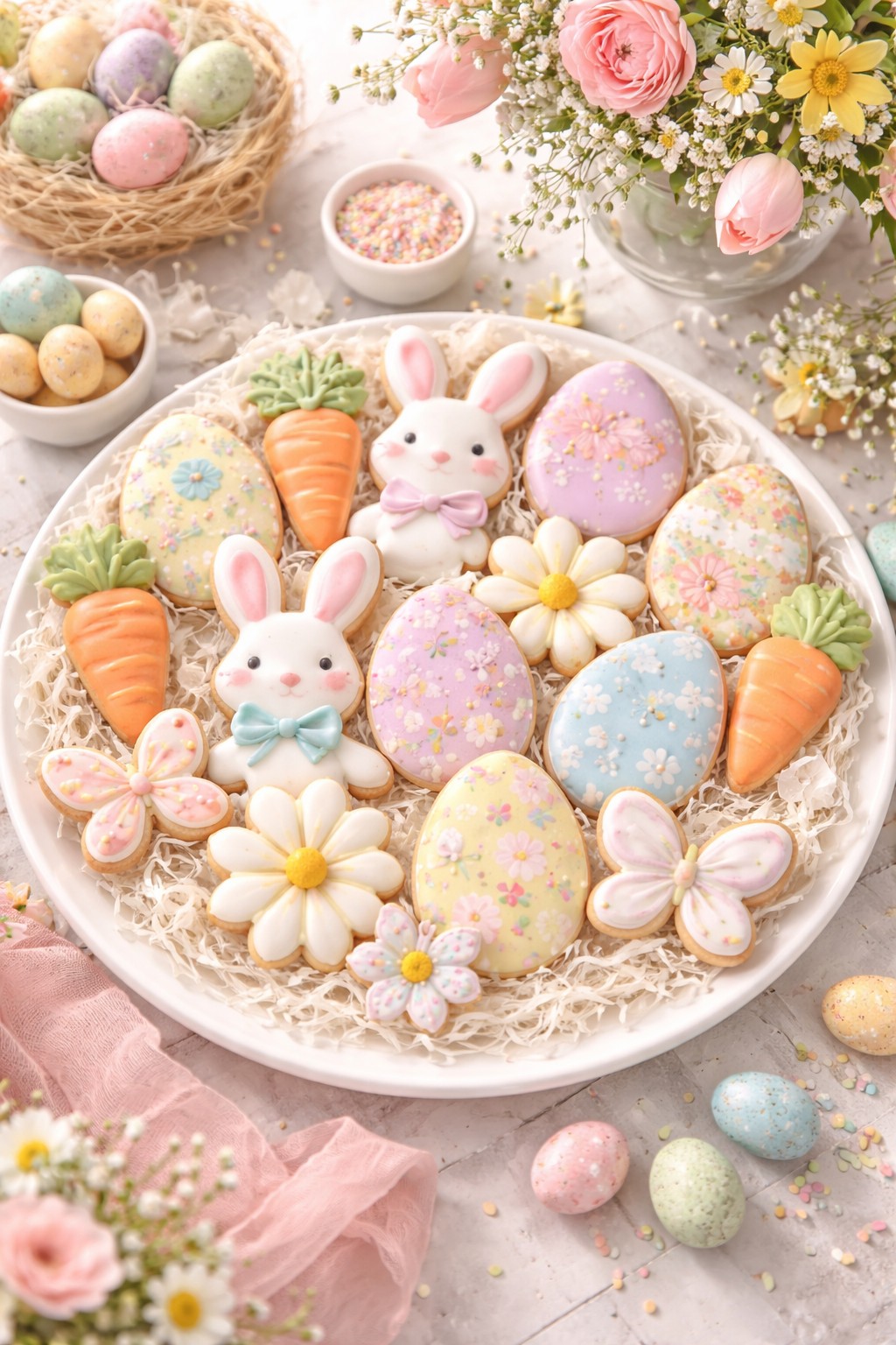 Easter Sugar Cookies on the table.