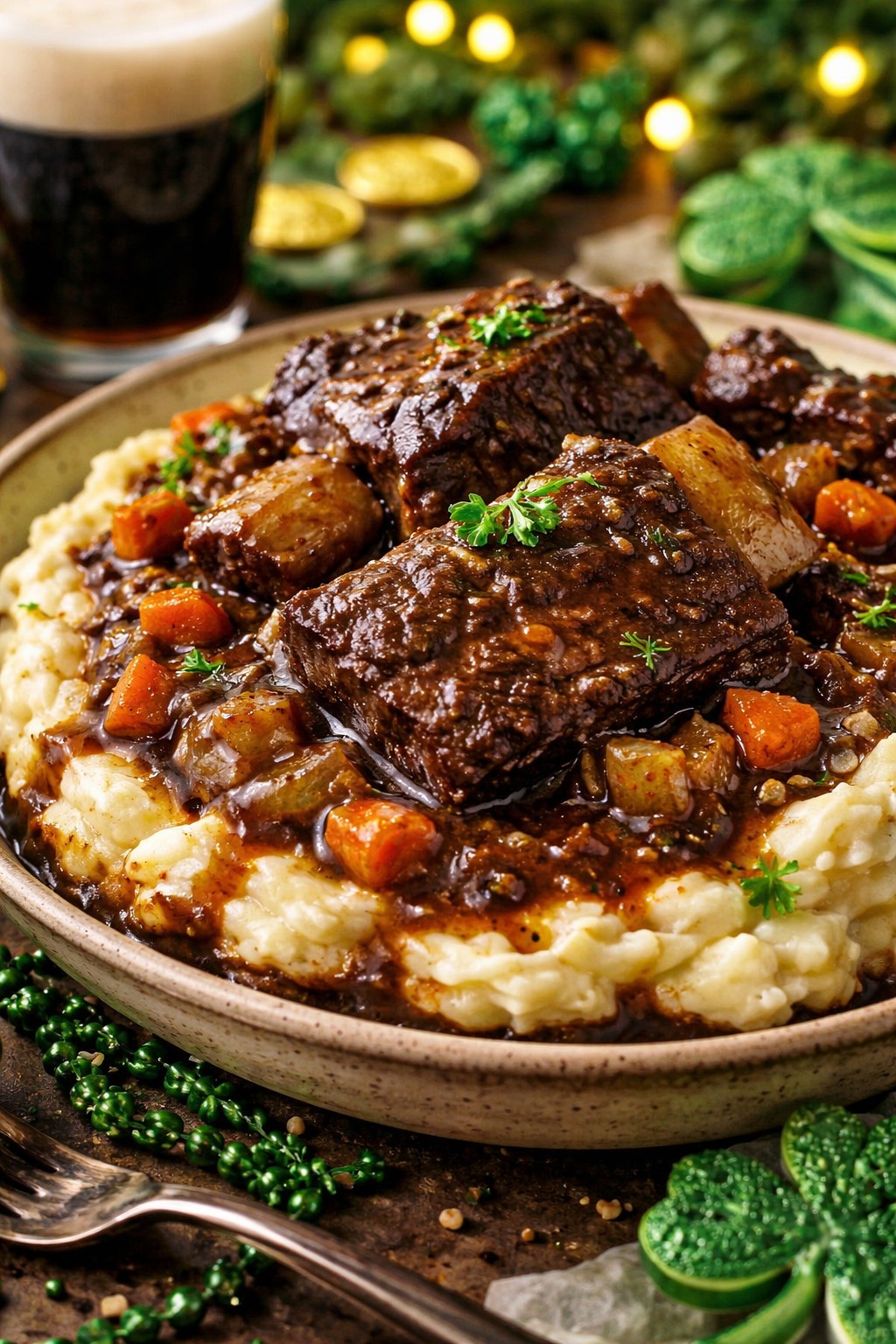 Guinness Braised Short Ribs on the table.