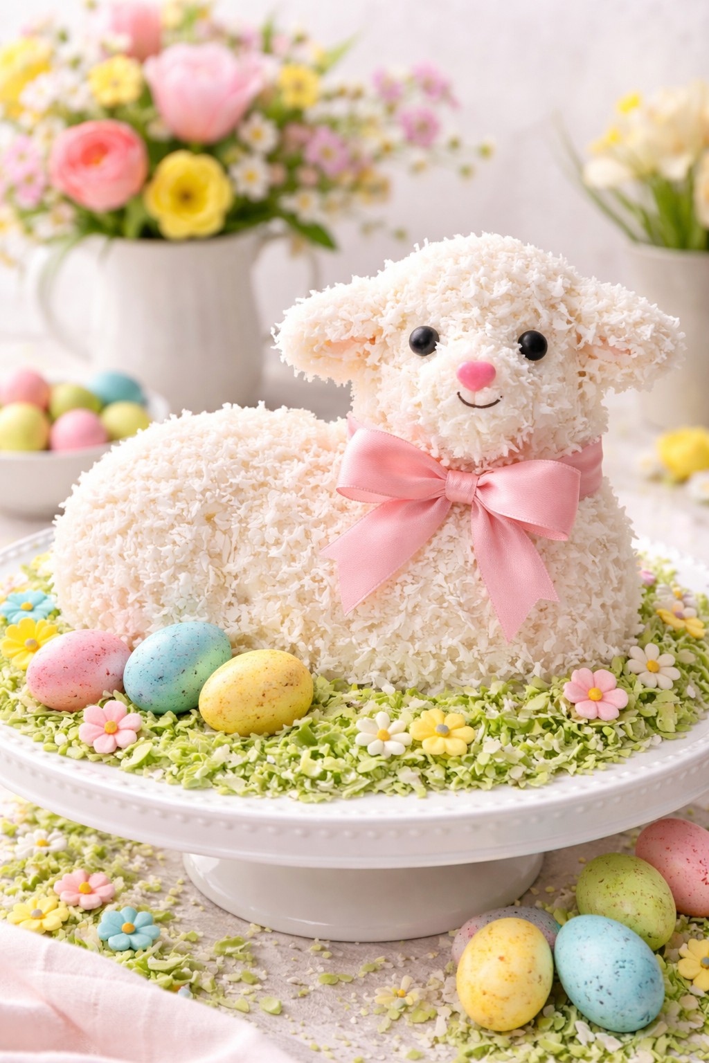 Easter Lamb Cake on the table.