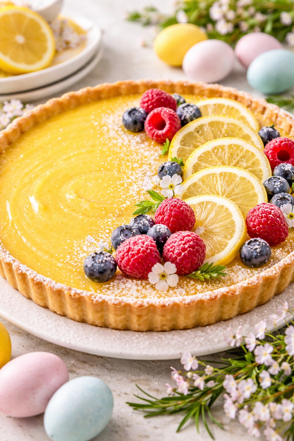 Lemon Curd Tart on the table.