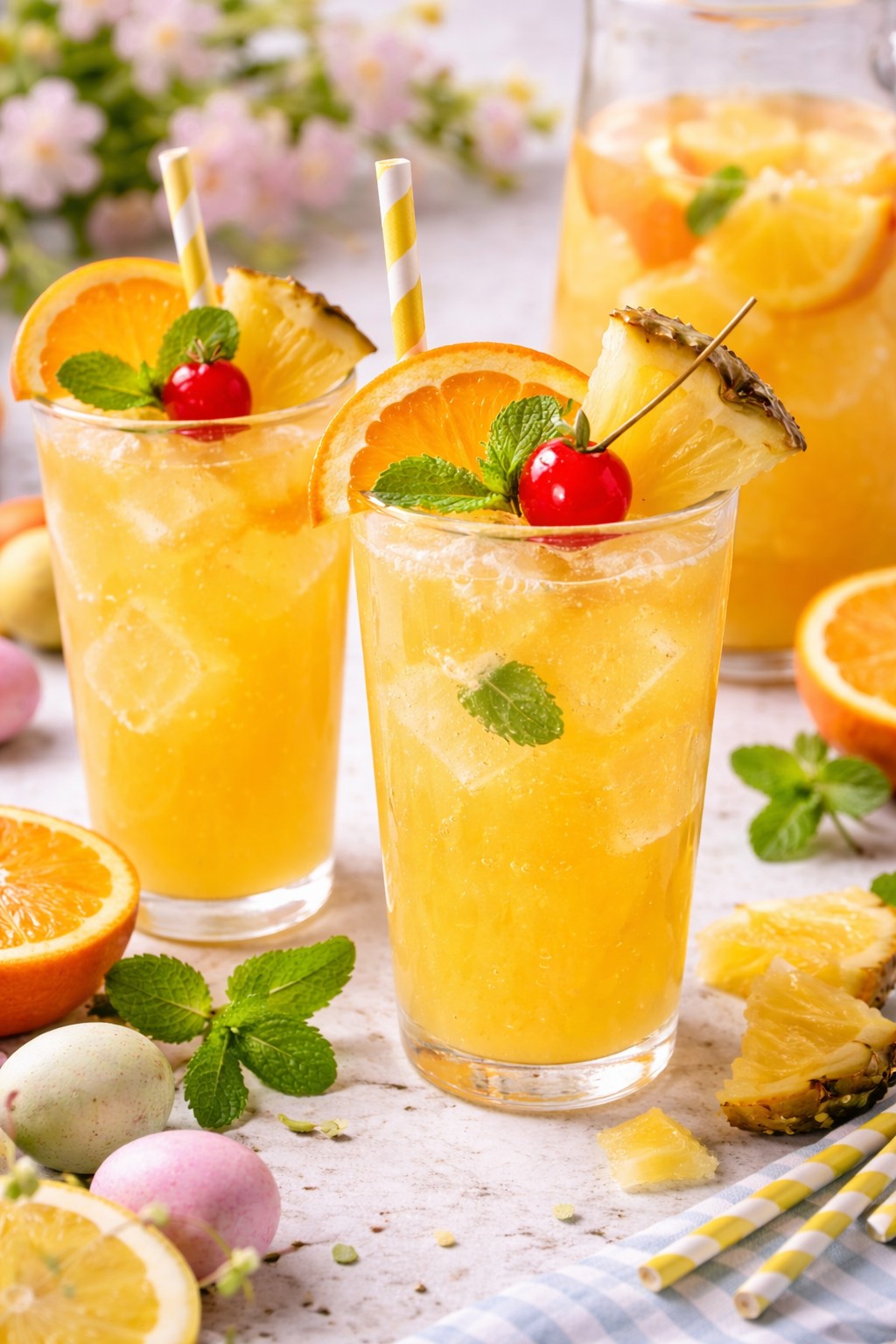 Pineapple Orange Sparkler on the table.