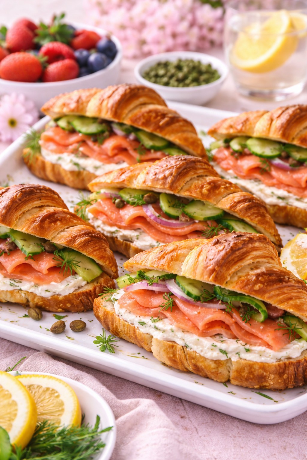 Smoked Salmon Cream Cheese Croissants on the table.